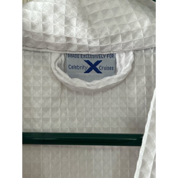 Celebrity Cruises White Waffle Weave Robe Baltic Linen Cotton Blend Belted Spa B - Picture 3 of 6